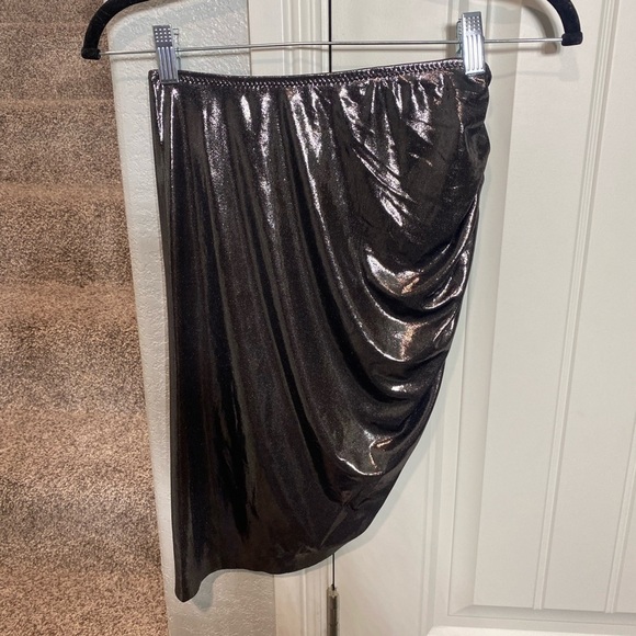 Norma Kamali Side Drape Mini Skirt in gun metal - Picture 9 of 13